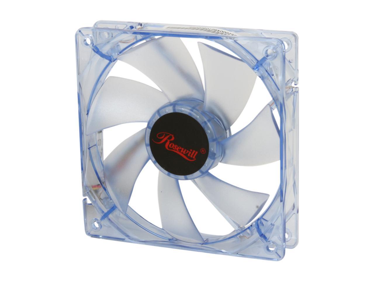 Rosewill RFA-120-BL - 120mm Computer Case Cooling Fan with LP4 Adapter - Blue Frame & 4 Blue LED Lights, Sleeve Bearing, Silent Case Fan
