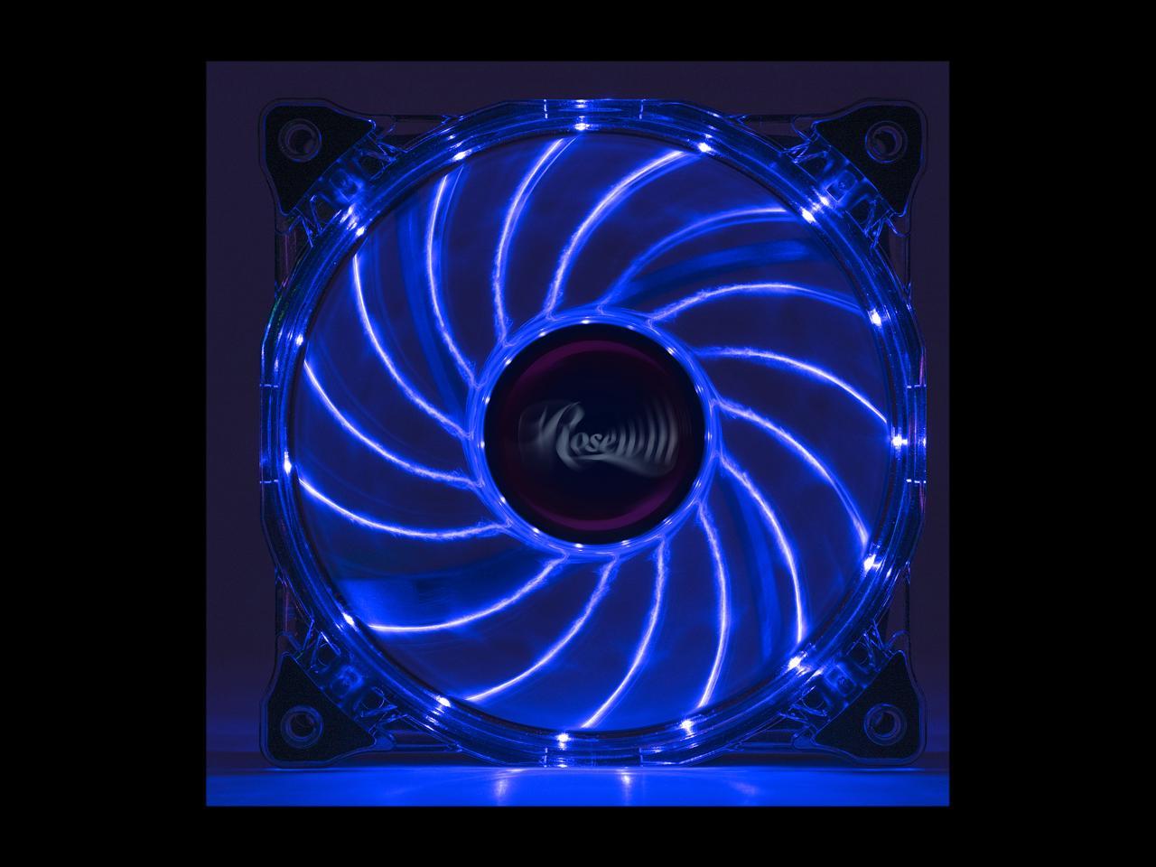 Rosewill RFA-120-WL - 120mm CULLINAN Computer Case Cooling Fan with LP4 Adapter - Semi-Transparent Frame & Blue LED Lights, Sleeve Bearing, Silent