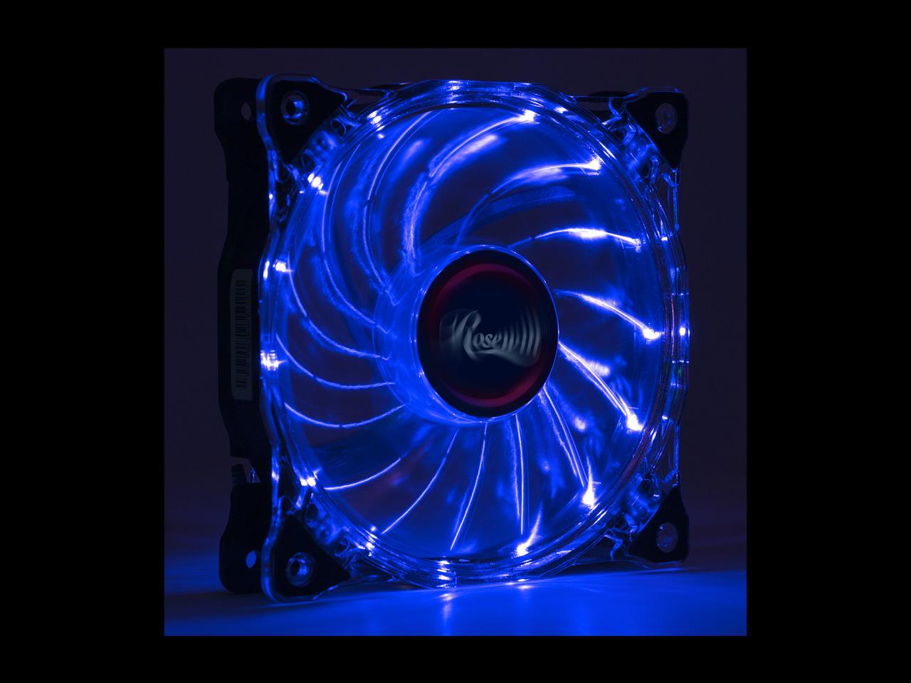 Rosewill RFA-120-WL - 120mm CULLINAN Computer Case Cooling Fan with LP4 Adapter - Semi-Transparent Frame & Blue LED Lights, Sleeve Bearing, Silent