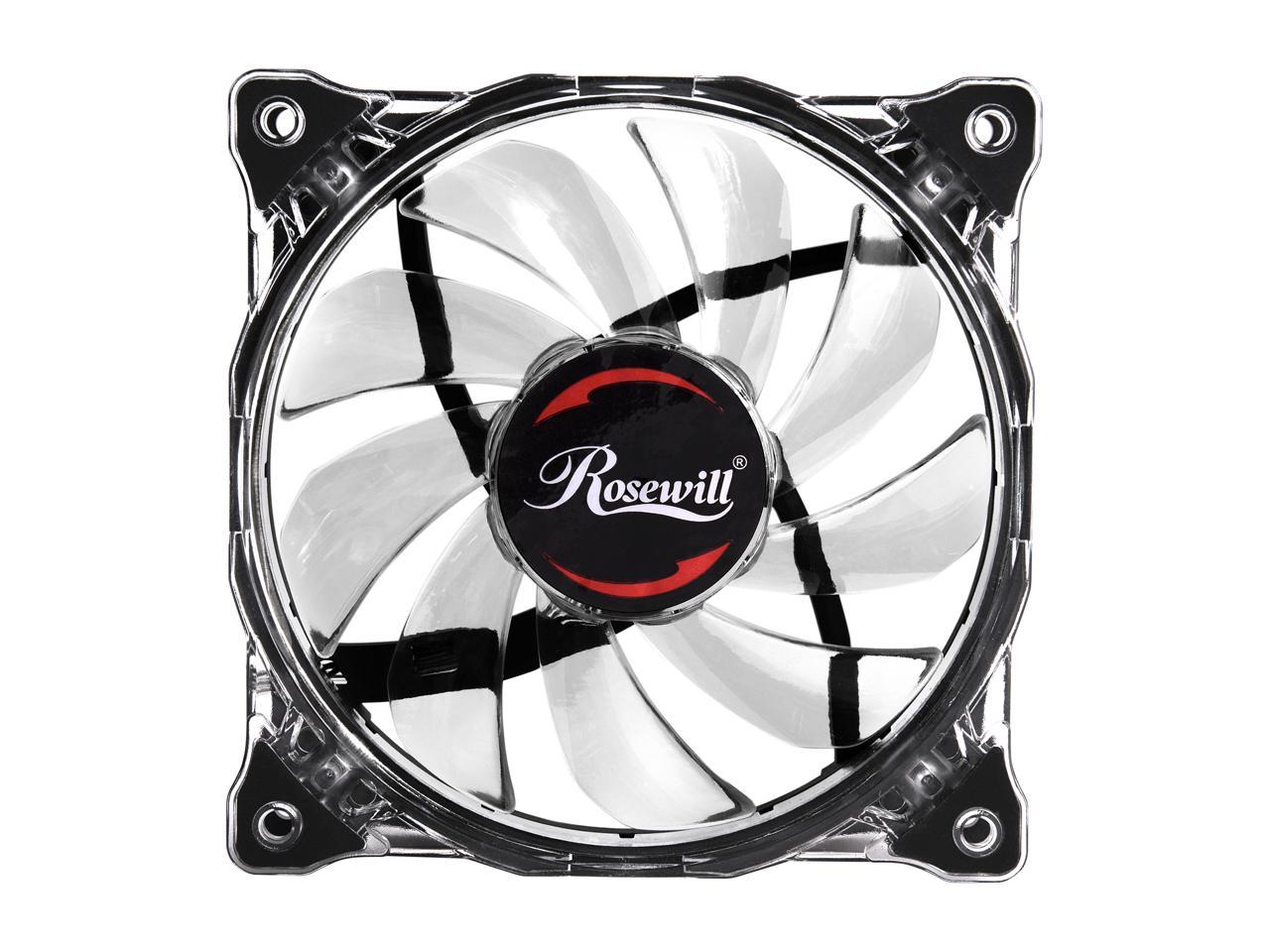 Rosewill RFA-120-WL - 120mm CULLINAN Computer Case Cooling Fan with LP4 Adapter - Semi-Transparent Frame & Blue LED Lights, Sleeve Bearing, Silent