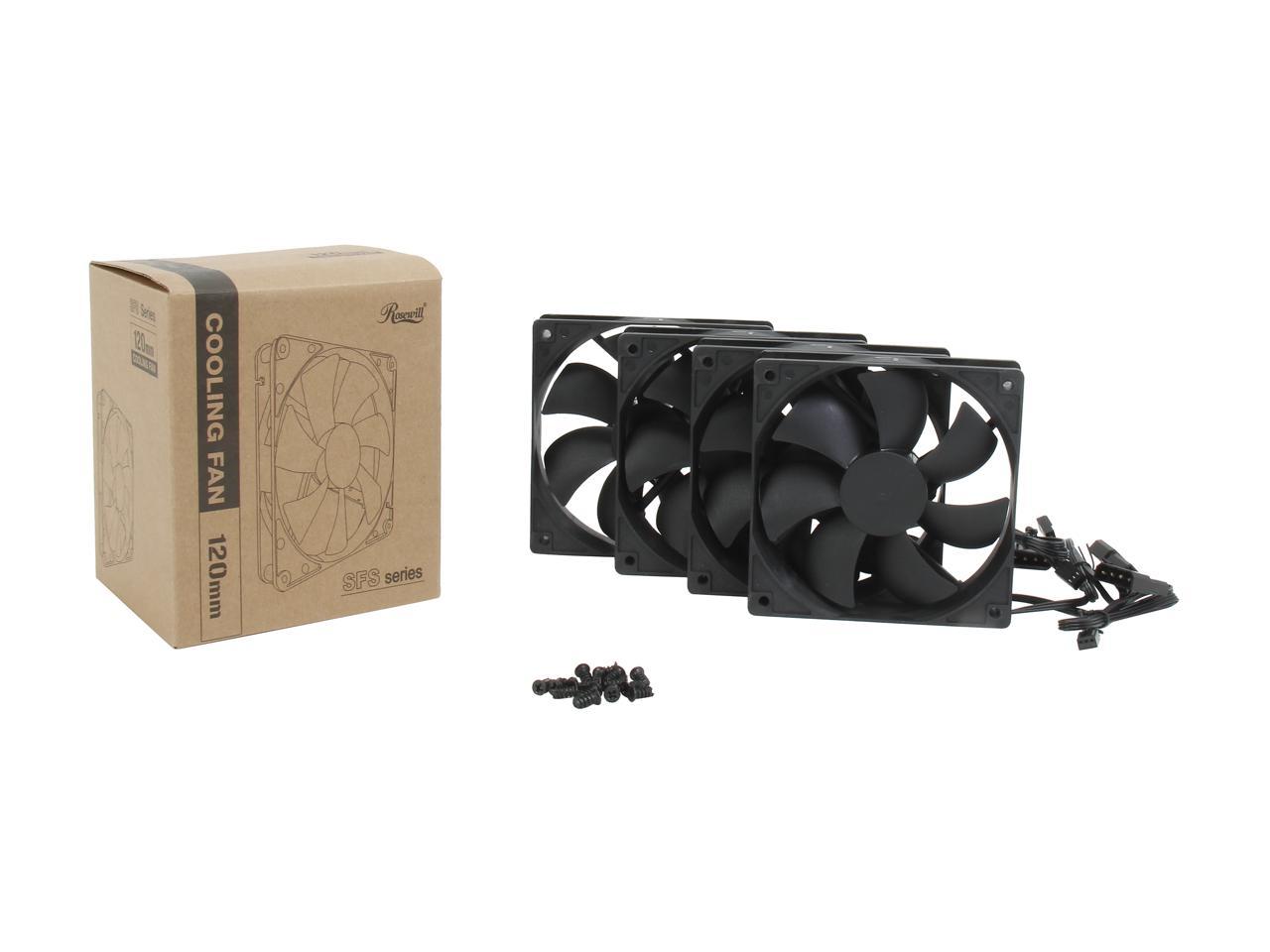 Rosewill 120mm Case Fan 4-Pack, Long Life Sleeve Bearing Computer Case Fan ROCF-13001, Ultra Quiet Computer Cooling Fan 4 Pack 120 mm Standard Case Fan