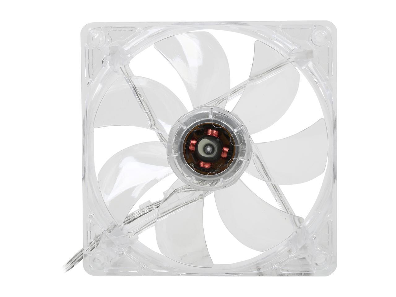 Rosewill ROCF-13002 - 120mm Computer Case Cooling Fan with LP4 Adapter - Transparent Frame & 4 Blue LED Lights, Sleeve Bearing, Silent (Pack of 2)