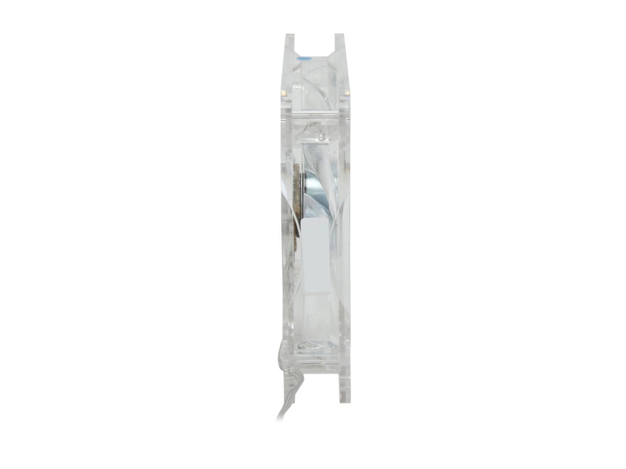 Rosewill RFTL-131209B - 120mm Computer Case Fan / Computer Case Cooling Fan with LP4 Adapter - Transparent Frame & 4 Blue LED Lights, Fluid Dynamic Bearing, Silent