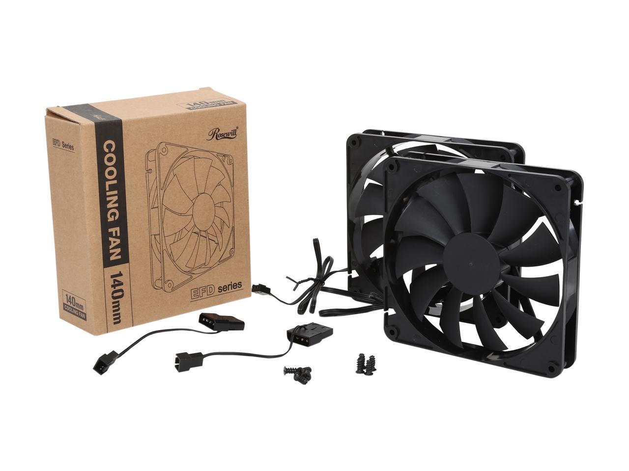 Rosewill RFBF-131411 - 140mm Computer Case Cooling Fan with LP4 Adapter - Fluid Dynamic Bearing, Super Quiet (Pack of 2)