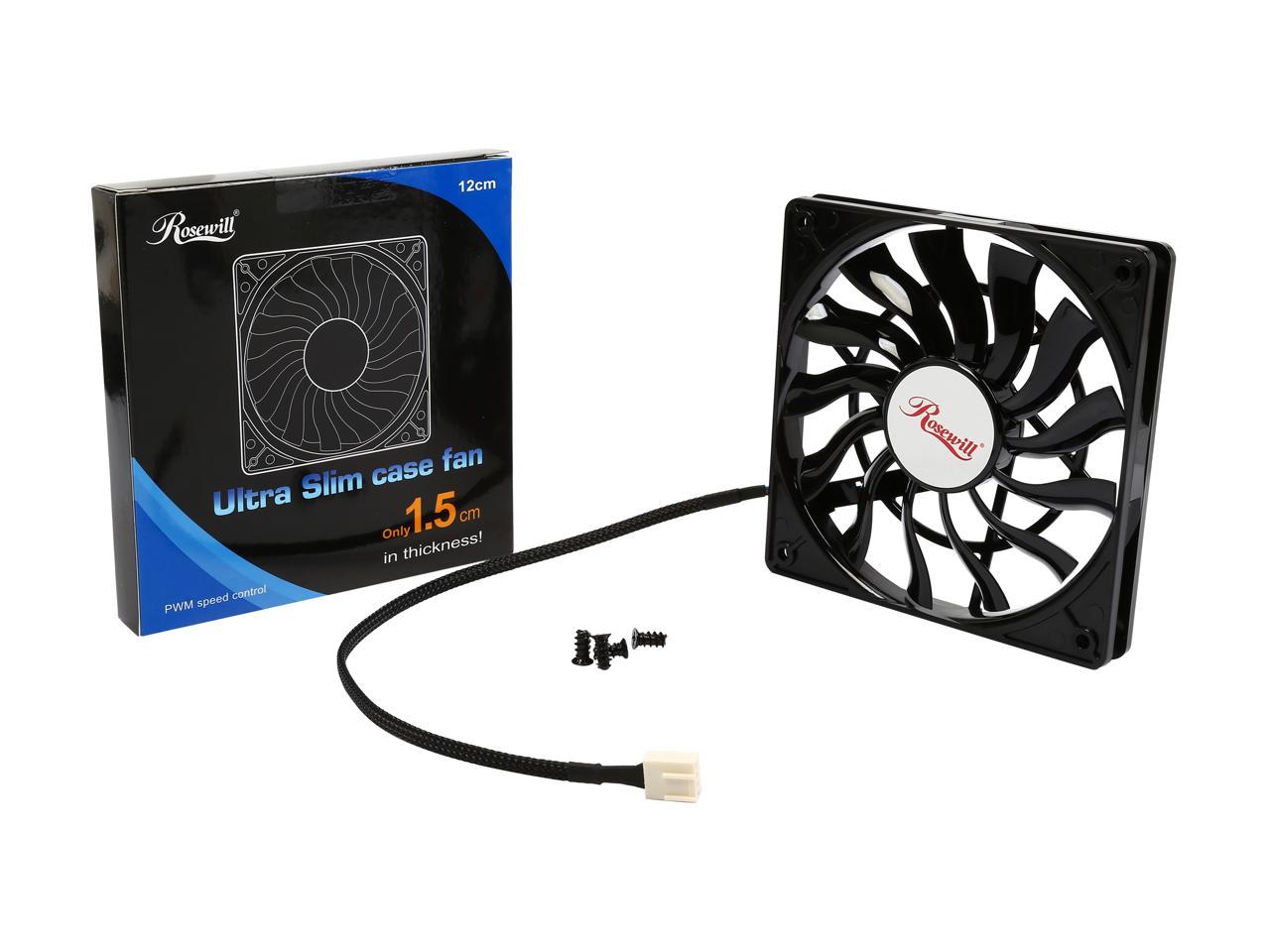 Rosewill RASF-141213 - 120mm Computer Case Cooling Fan - Ultra Slim, 15mm Thickness with Pulse Width Modulation (PWM) Speed Control & Long Life Sleeve Bearing