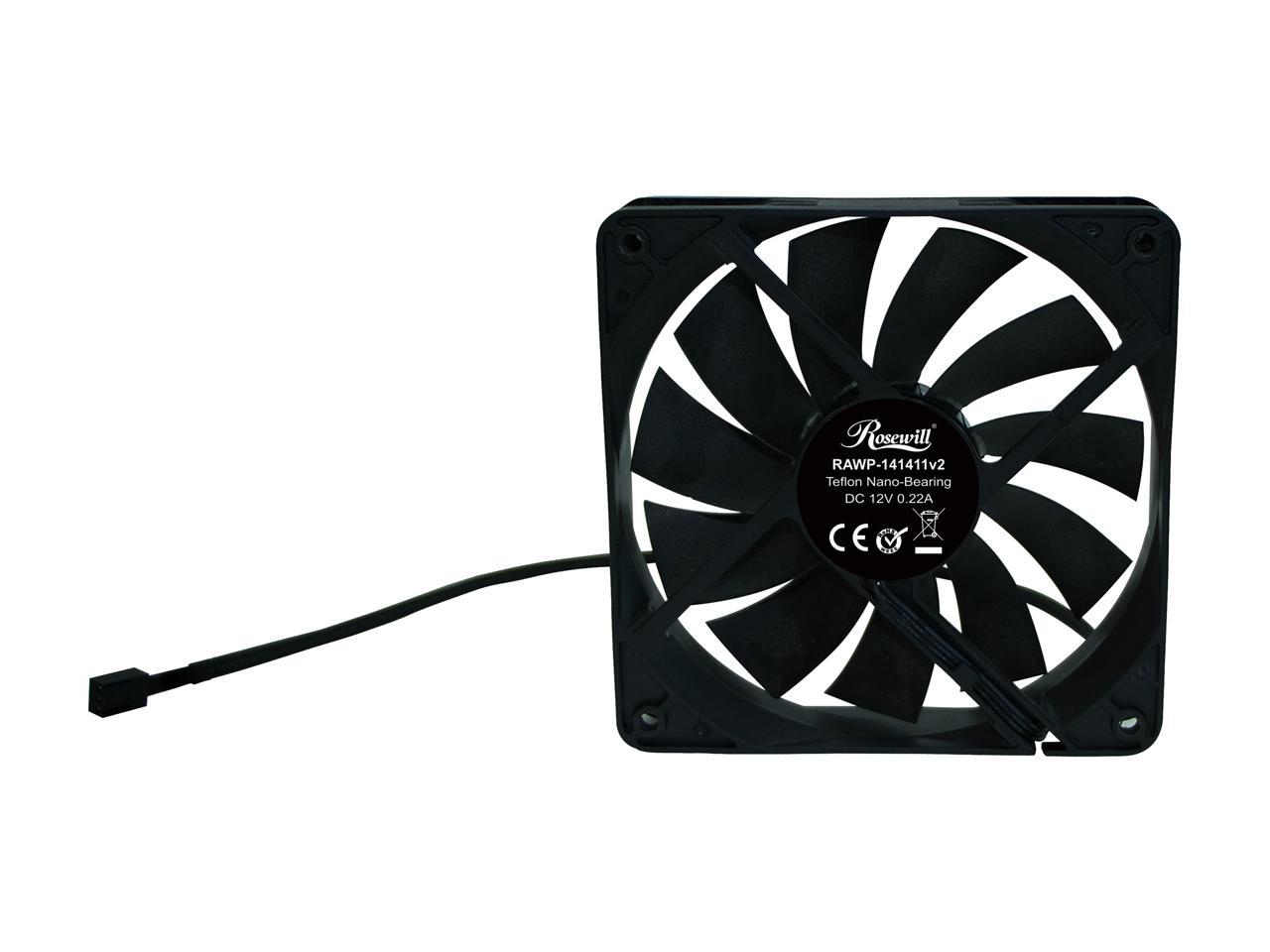 Rosewill RAWP-141411 V2 - Seal, Silent, IP56 Dust Resistant Splash-Proof 140 mm Case Fan - Advanced Teflon Nano Bearing with Noise Cancelation Adapter