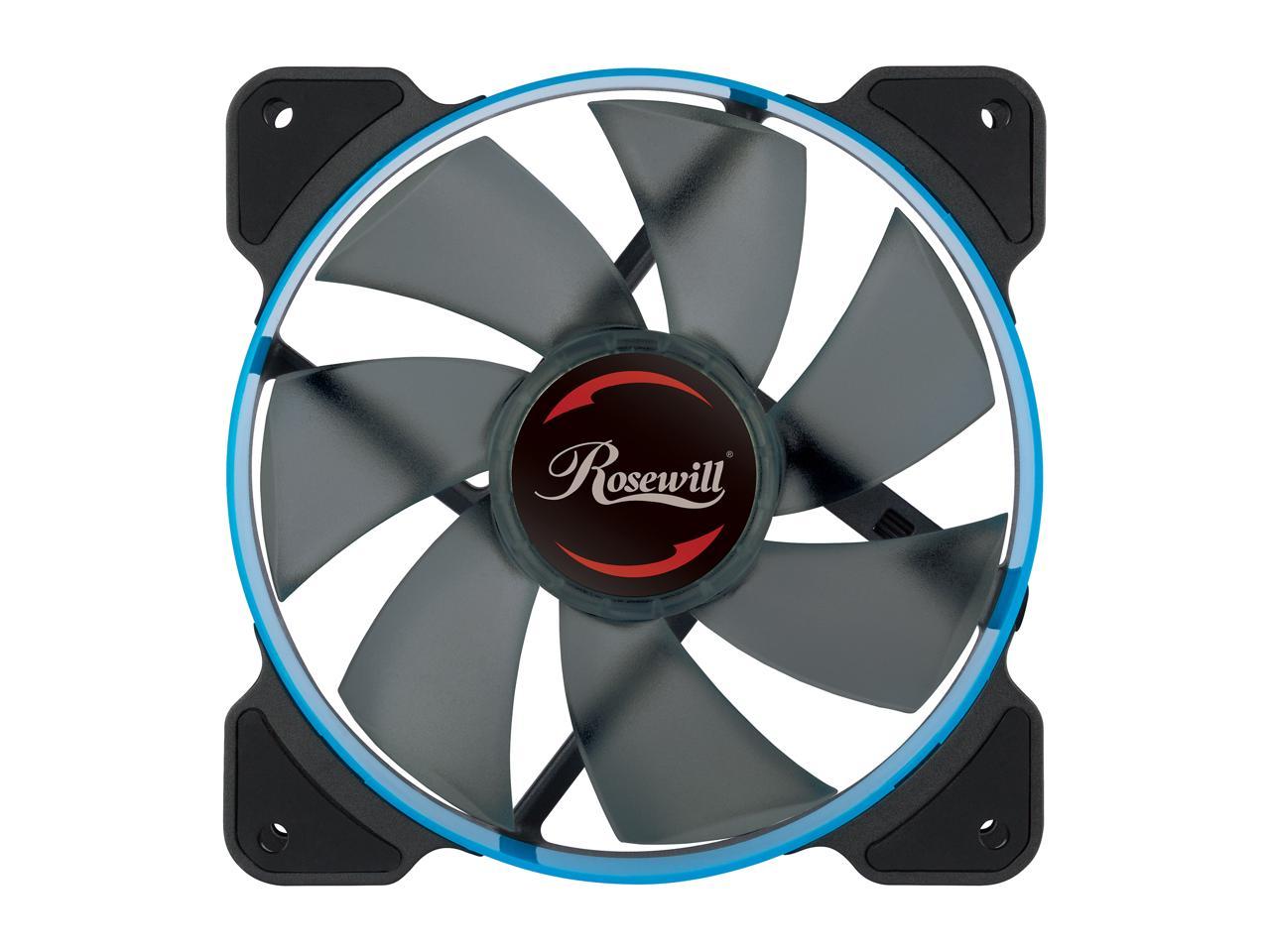 Rosewill 120mm Case Fan with Blue LED and PWM (Pulse Width Modulation) Function, Very Quiet Cooling Fan from Advanced Hydraulic Bearing, Model RWCB-1612