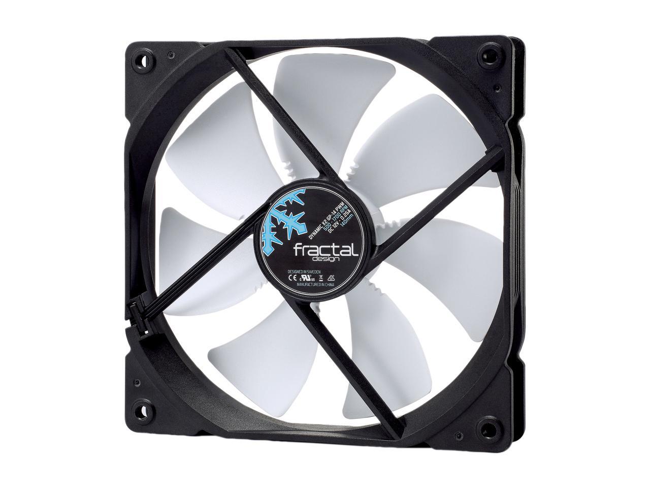 Fractal Design Dynamic X2 PWM GP-14 140mm High Durability Long Life Sleeve Bearing Black/White Radiator Optimized Computer Case Fan