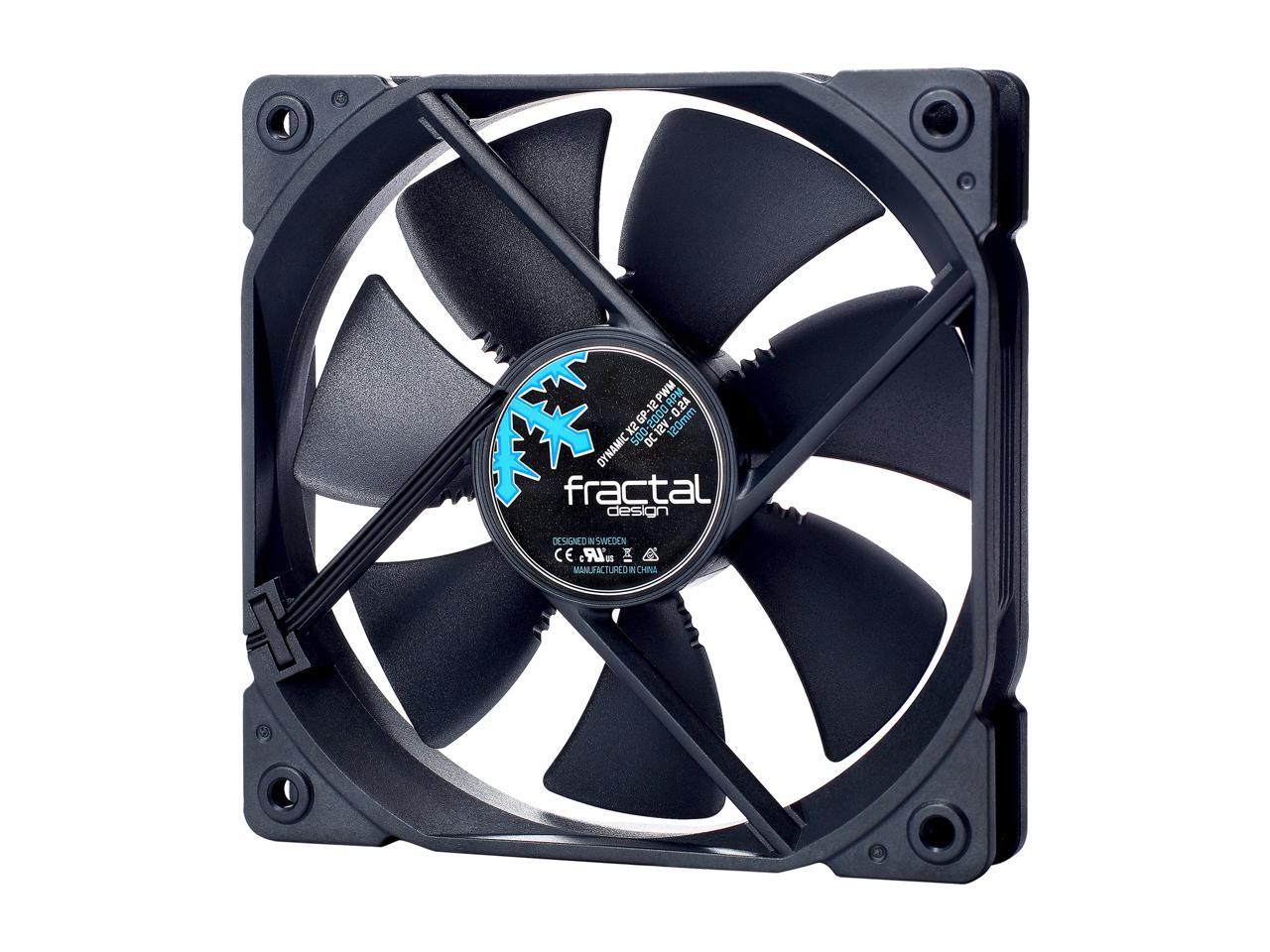 Fractal Design Dynamic X2 PWM GP-12 120mm High Durability Long Life Sleeve Bearing Black Edition Radiator Optimized Computer Case Fan