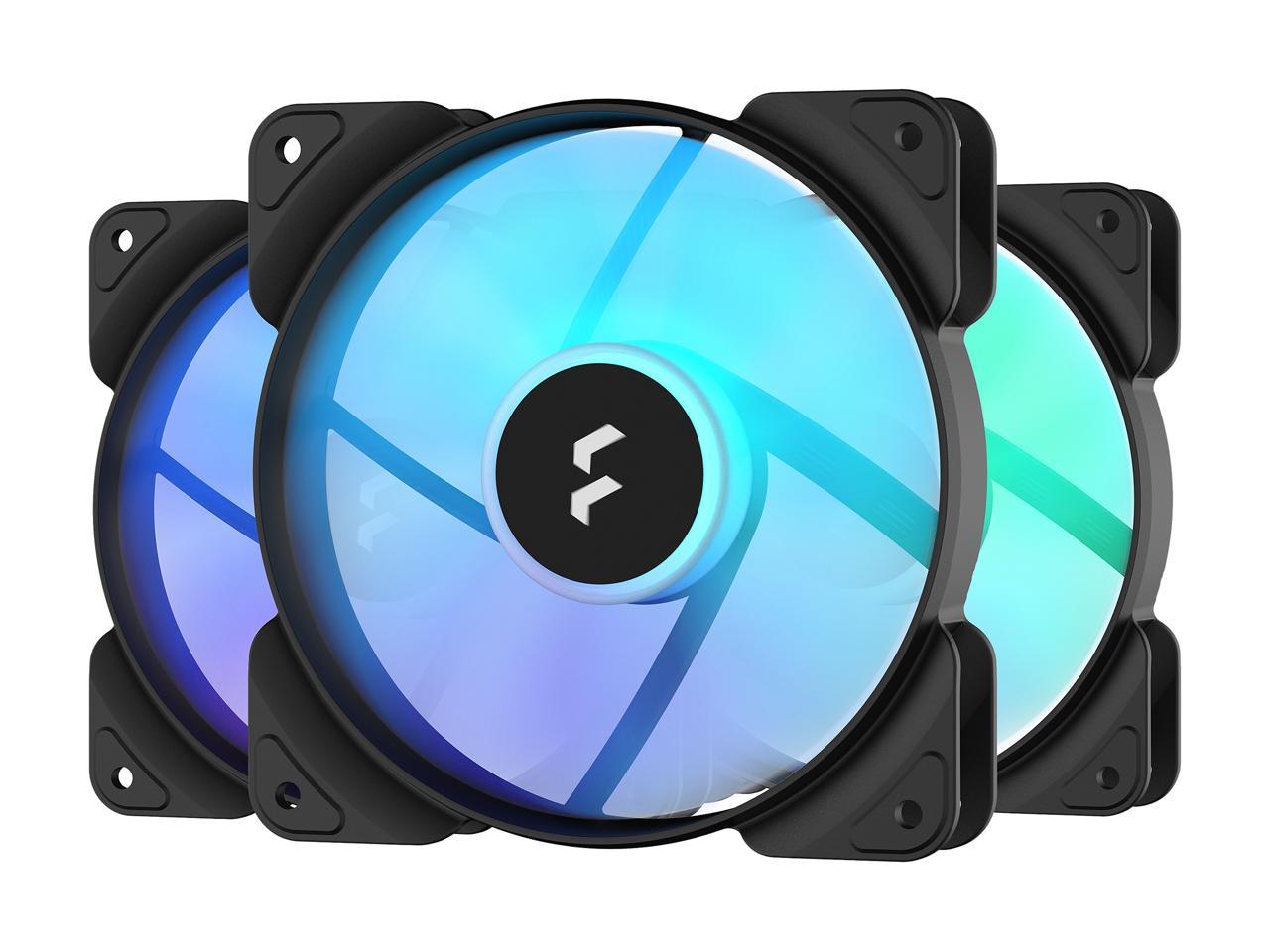 Fractal Design Aspect 12 RGB 120 mm PWM Wide 500-2000 RPM Range Black Frame 3-pack Computer Case Fan