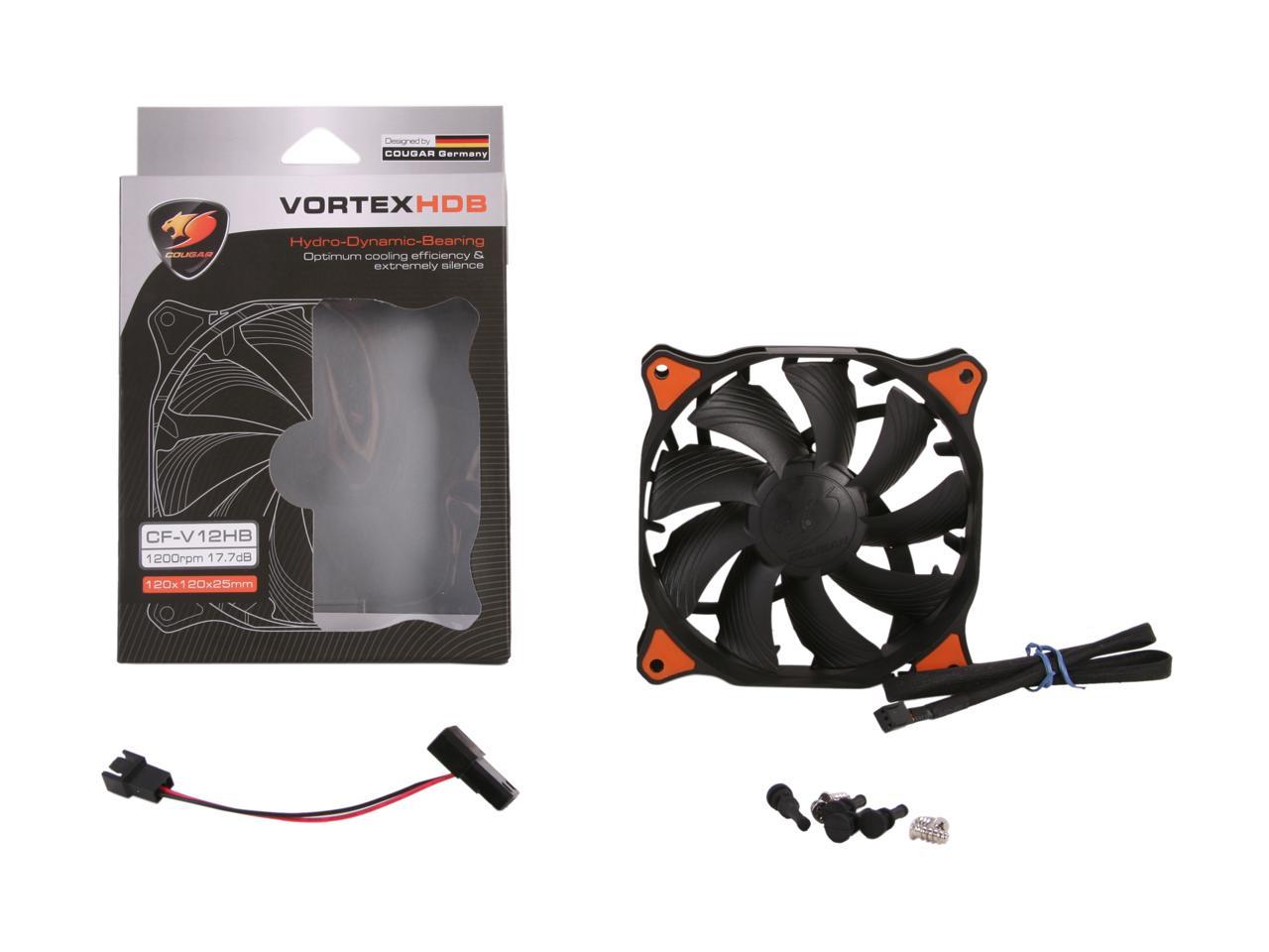 COUGAR CF-V12HB Vortex Hydro-Dynamic-Bearing (Fluid) 300,000 Hours 12CM Silent Cooling Fan (Black)