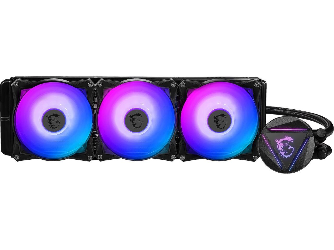 MSI MAG CORELIQUID 360R AIO Liquid CPU Cooler, 360mm Radiator, Triple 120mm PWM Fans, RGB Lighting Controlled by Software
