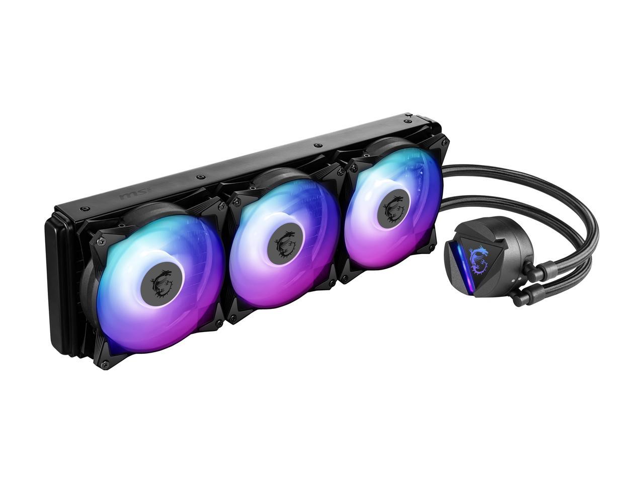 MSI MAG CORELIQUID 360R AIO Liquid CPU Cooler, 360mm Radiator, Triple 120mm PWM Fans, RGB Lighting Controlled by Software
