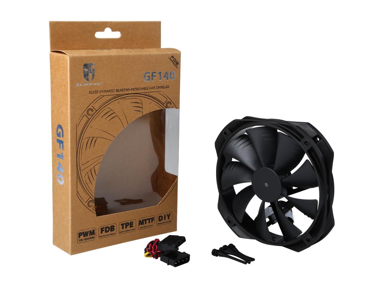 DEEPCOOL GF 140 Black FDB Bearing PWM Fan Detachable, Rubber Coating De-vibration Deep Silent