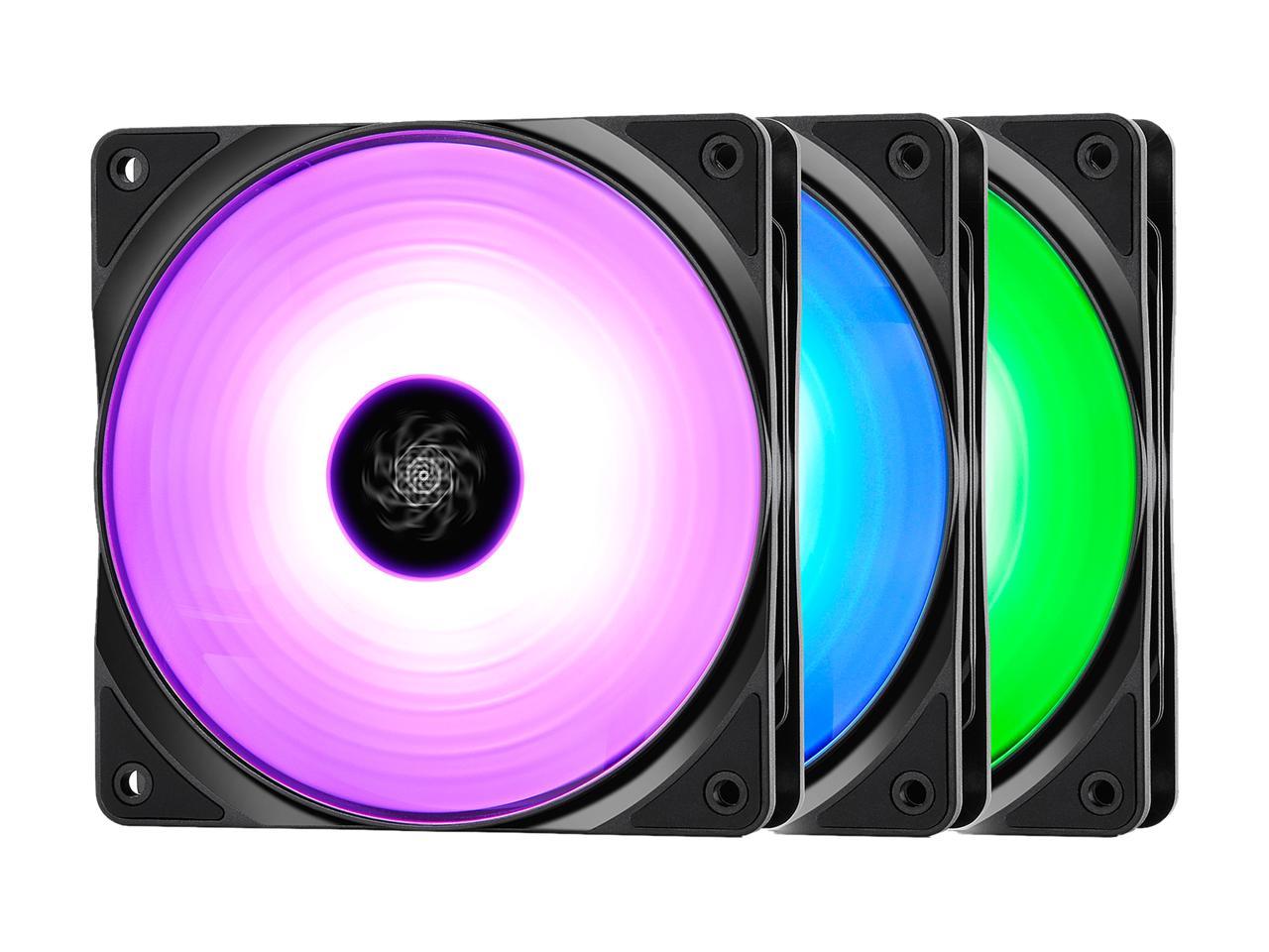 DEEPCOOL RF 120 (3 in 1) Ultra Quiet PWM Fan 6 High Brightness Controllable RGB LED Lights (Controlling up to 6 RGB Devices Connected)