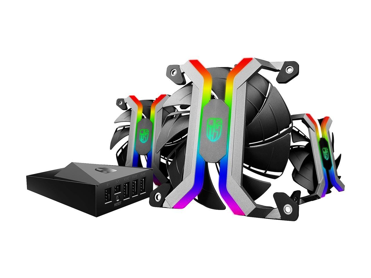 DEEPCOOL Gamer Storm MF120 (3 in 1) 3x120mm Smart Case Fan APP Programmed Fan Speed and RGB Lighting Modes Frameless and Two Layer Blower Blades Design WIFI Connection