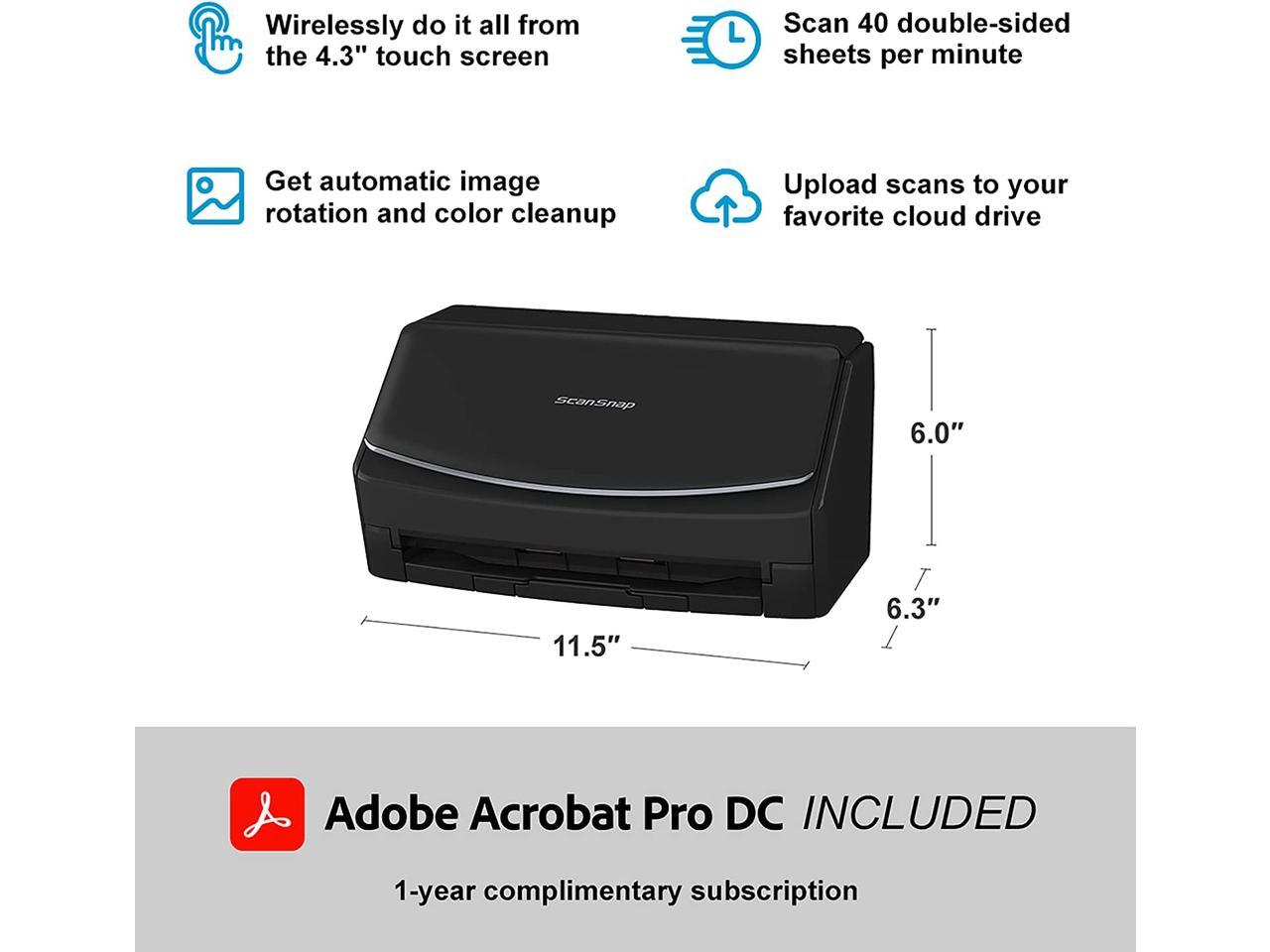 Fujitsu ScanSnap iX1600 Deluxe Color Duplex Document Scanner with Adobe Acrobat DC Pro 1 year complimentary subscription included (Value at $179)