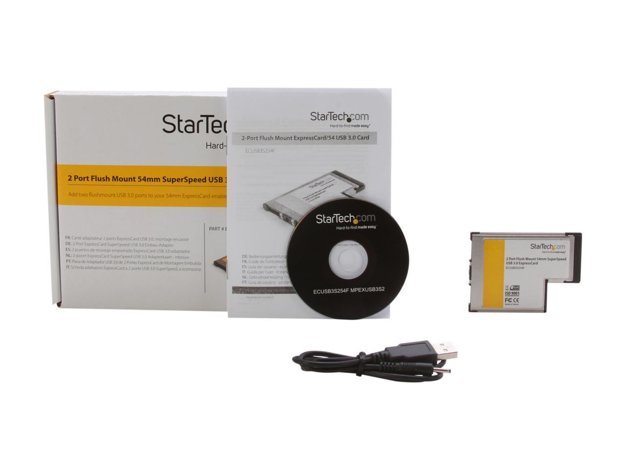 StarTech ECUSB3S254F 2 Port Flush Mount ExpressCard 54mm SuperSpeed USB 3.0 Card Adapter