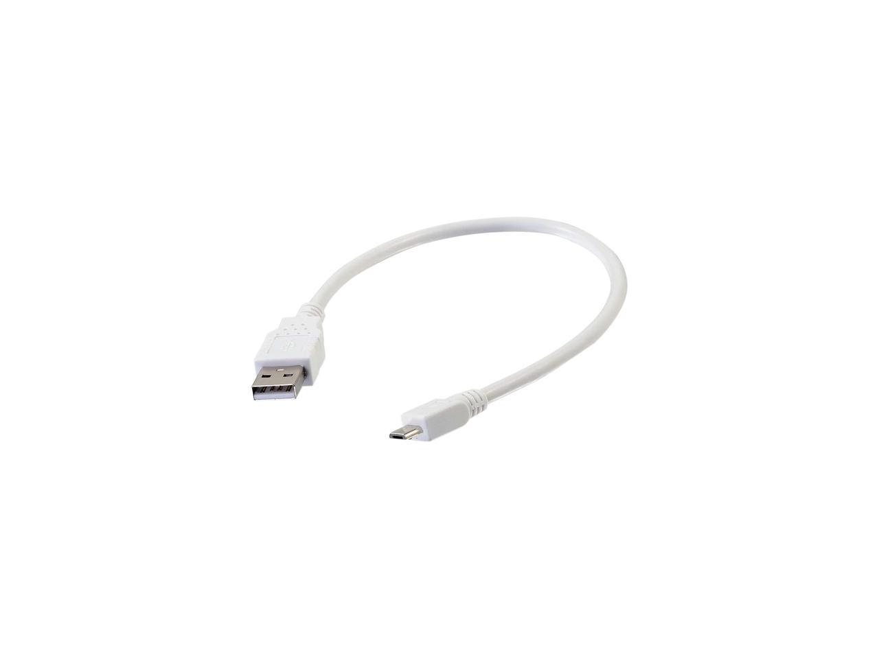C2G 27441 Micro USB Cable - USB 2.0 A to Micro-B Cable M/M, White (1 Foot, 0.3 Meters)