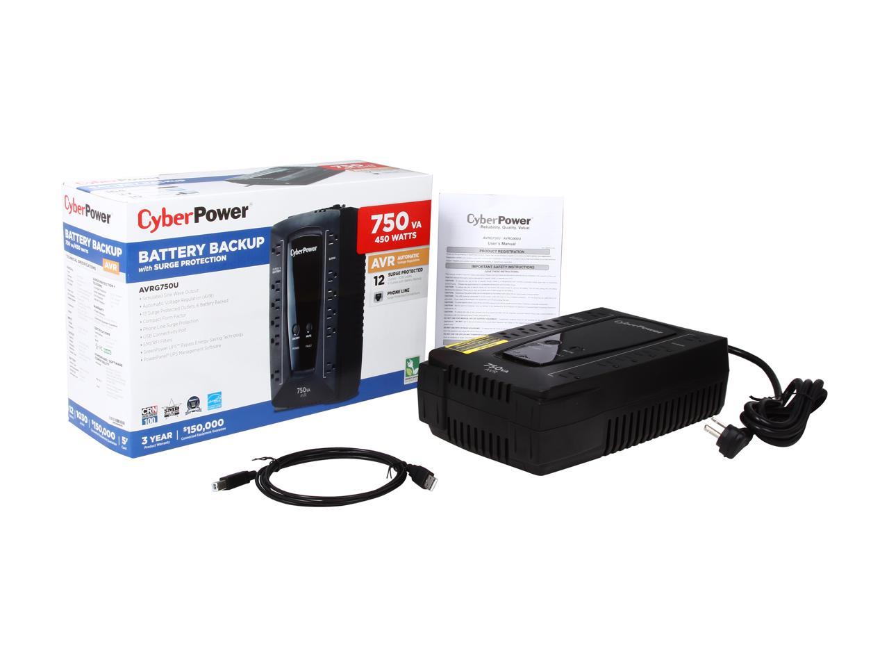 CyberPower AVRG750U 750 VA 450 Watts 12 Outlets Compact UPS w/ Automatic Voltage Regulation