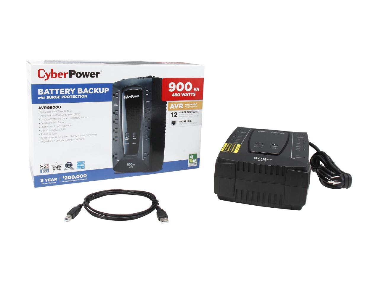 CyberPower AVRG900U 900 VA 480 Watts 12 Outlets Compact UPS w/ Automatic Voltage Regulation
