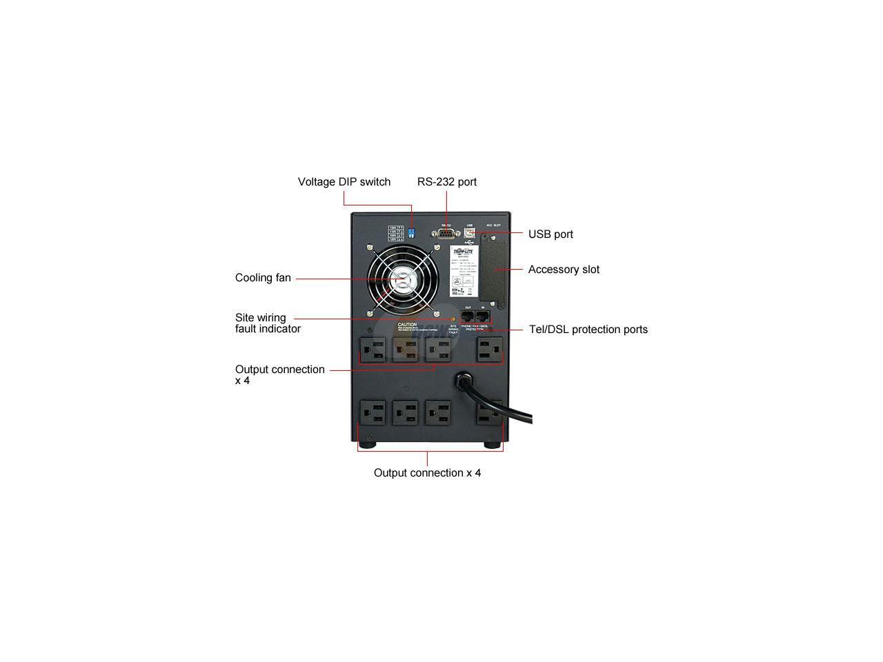 Tripp Lite SMART1050SLT Smart Pro 1050 VA 650 Watts Tower 8 x NEMA 5-15R Line Interactive UPS with SNMP Slot