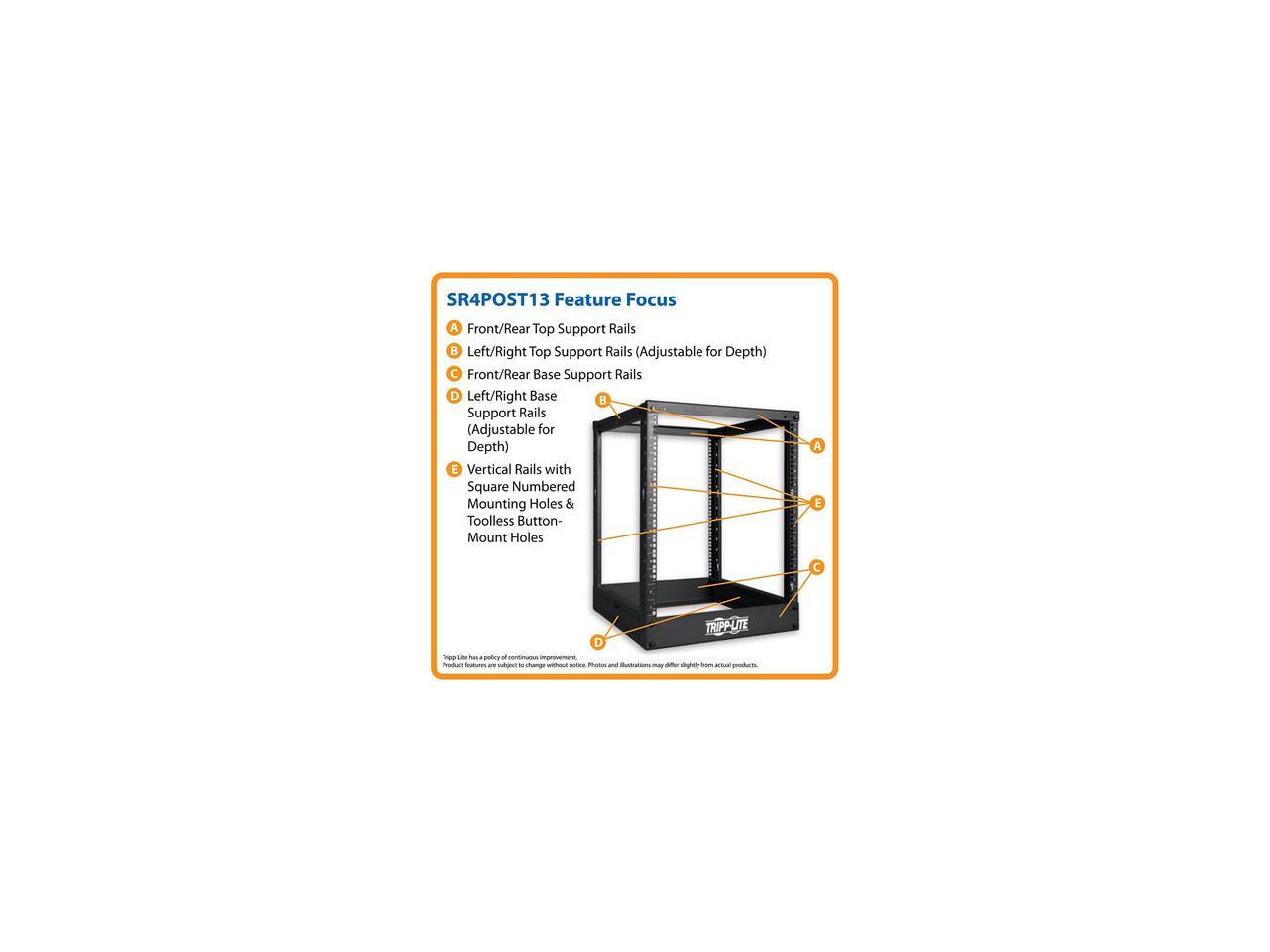 Tripp Lite SR4POST13 13U 4-Post SmartRack Open Frame Rack - Organize and Secure Network Rack Equipment