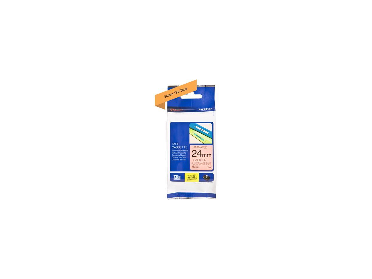 Brother TZe-B51 Label Tape 0.94" Width x 16.40 ft Length - 1 Roll - Direct Thermal - Fluorescent Orange