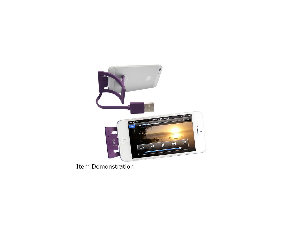 PQI 6PCJ-008R0003A Purple i-Cable Stand Apple Certified MFI iPhone Stand with Lightning Connector