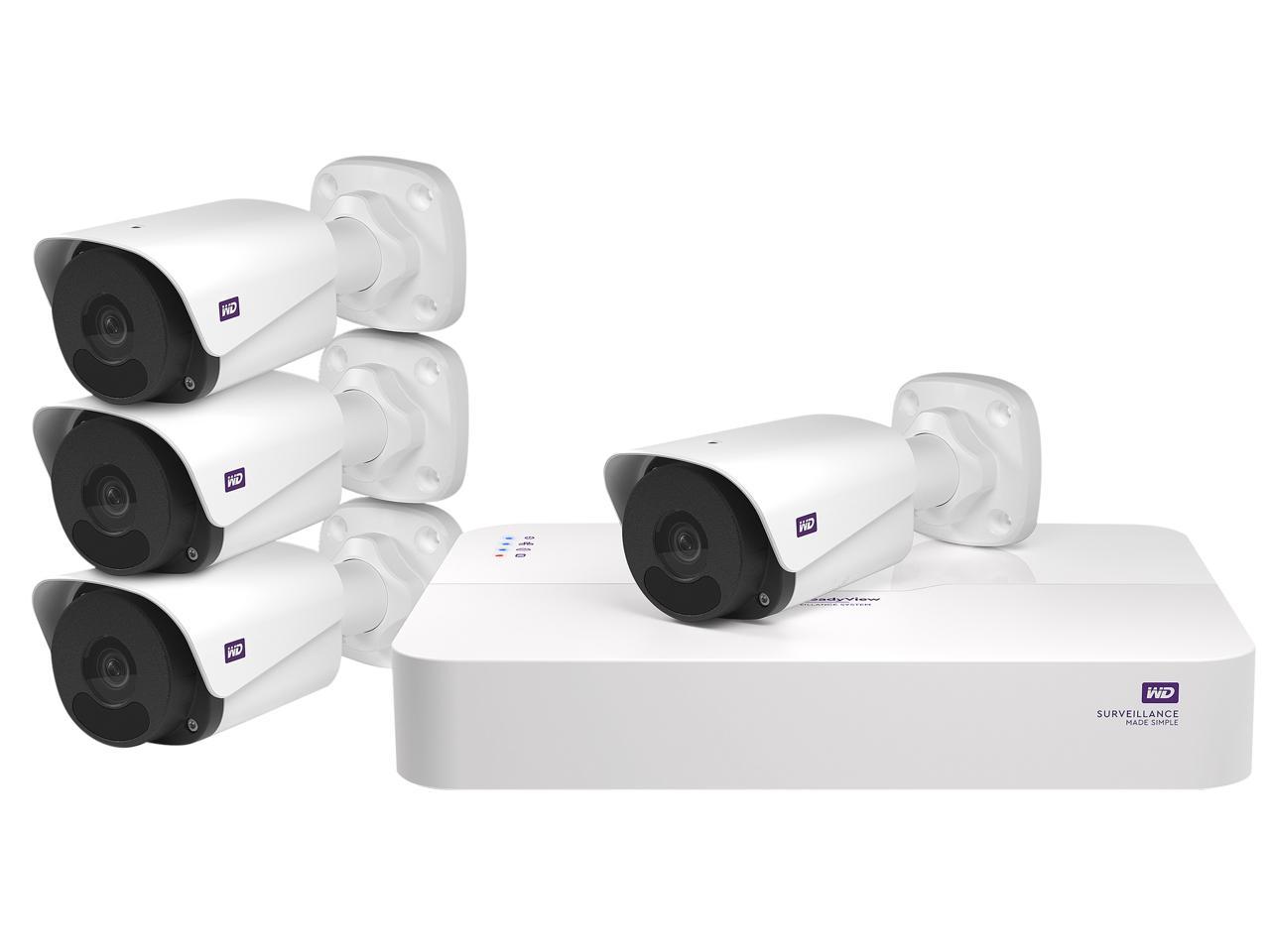 WD ReadyView Surveillance System, 8-Channel, 4 Cameras Included, 4TB HDD Pre-Installed, 4MP Resolution - WDBELL0040HWT-HESN