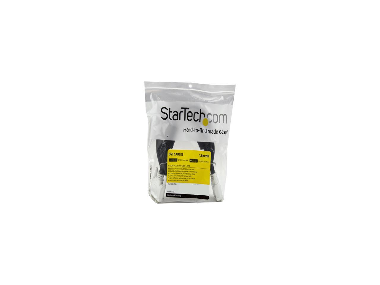 StarTech.com DVIDDMM6 Dual Link DVI Cable - 6 ft - Male to Male - 2560x1600 - DVI-D Cable - Computer Monitor Cable - DVI Cord - Video Cable