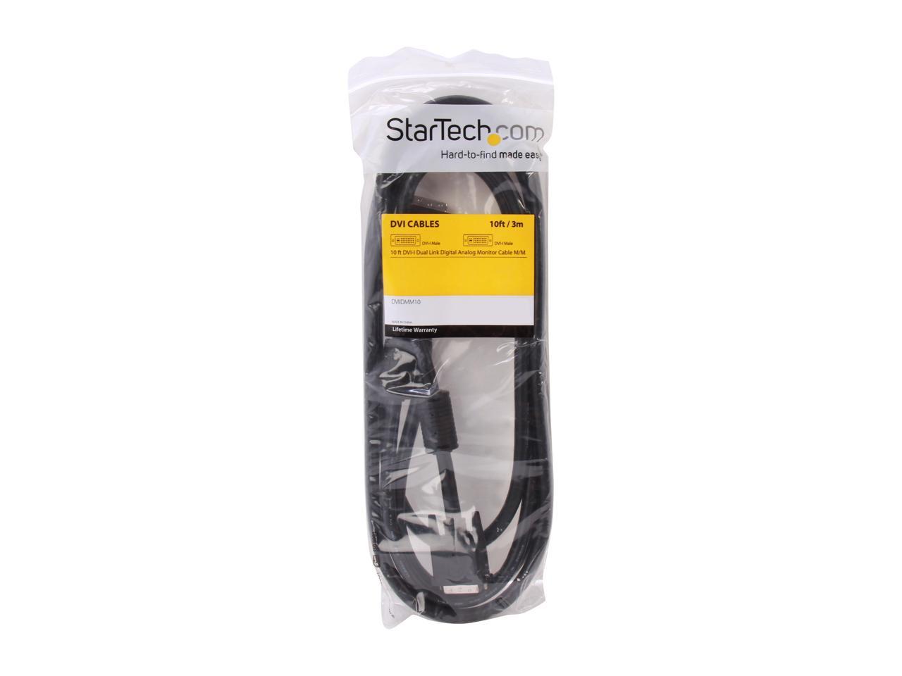 StarTech.com DVIIDMM10 Black Male to Male DVI-I Dual Link Digital Analog Monitor Cable