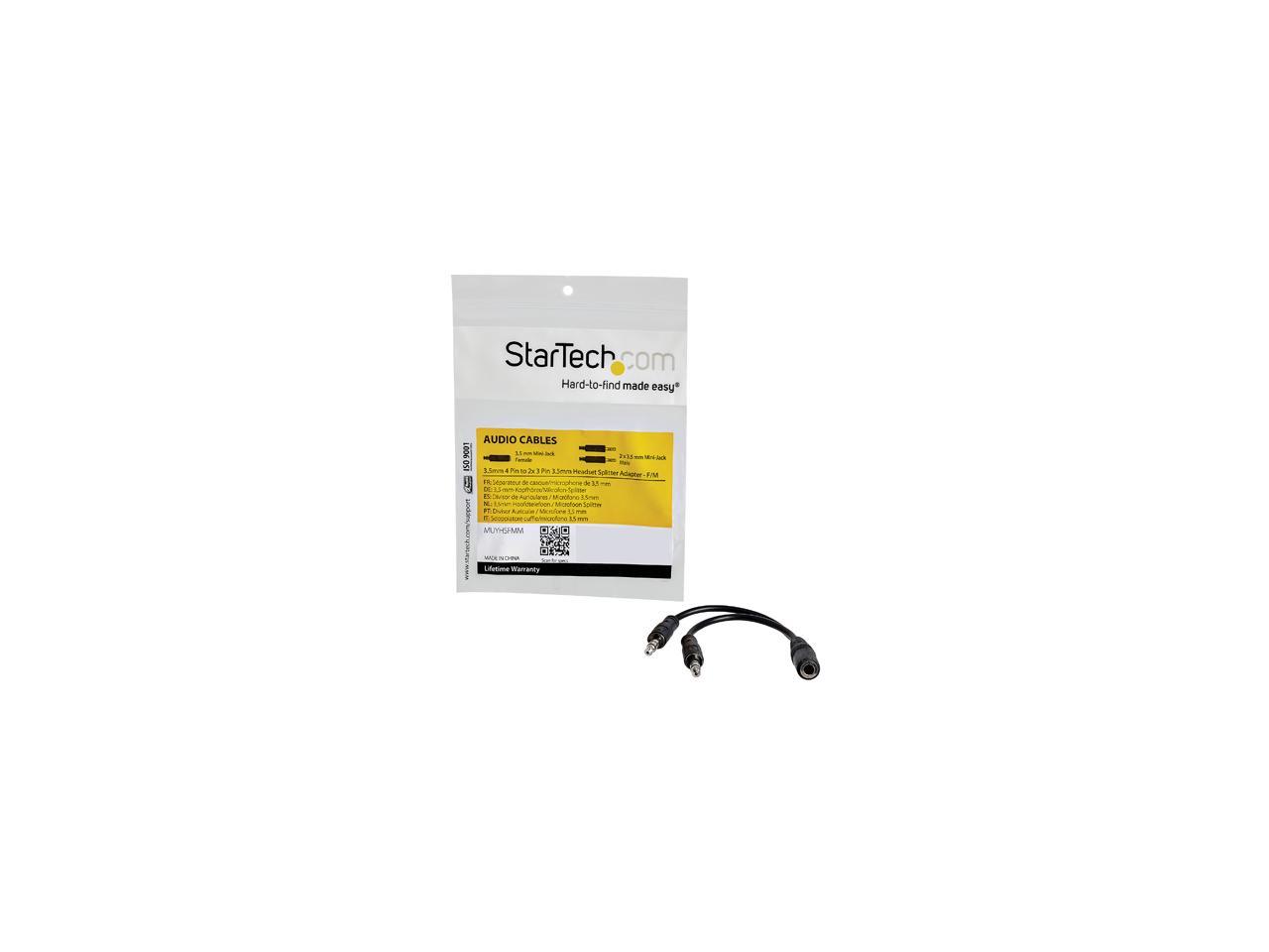 StarTech.com MUYHSFMM 3.5mm 4 Position to 2x 3 Position 3.5mm Headset Splitter Adapter - F/M - 3.5mm headset Adapter Cable