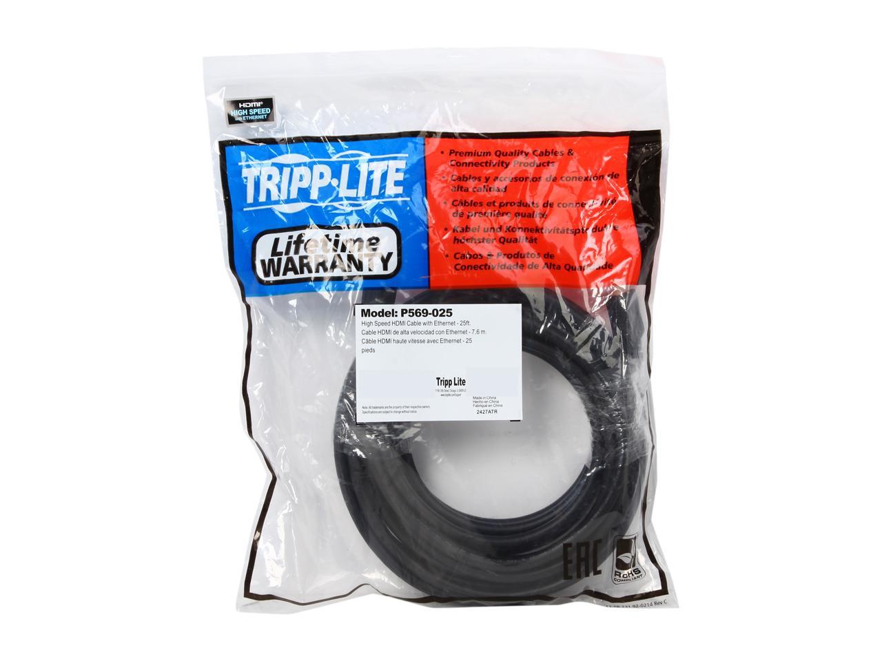 Tripp Lite High Speed HDMI Cable with Ethernet, Ultra HD 4K x 2K, Digital Video with Audio (M/M), 25-ft. (P569-025)