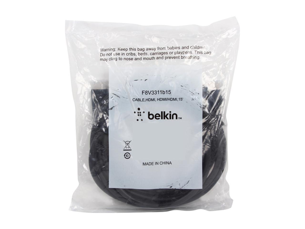 Belkin HDMI to HDMI Cable, HDMI 2.0 / 4K Compatible, Male to Male, 15 feet (F8V3311b15)