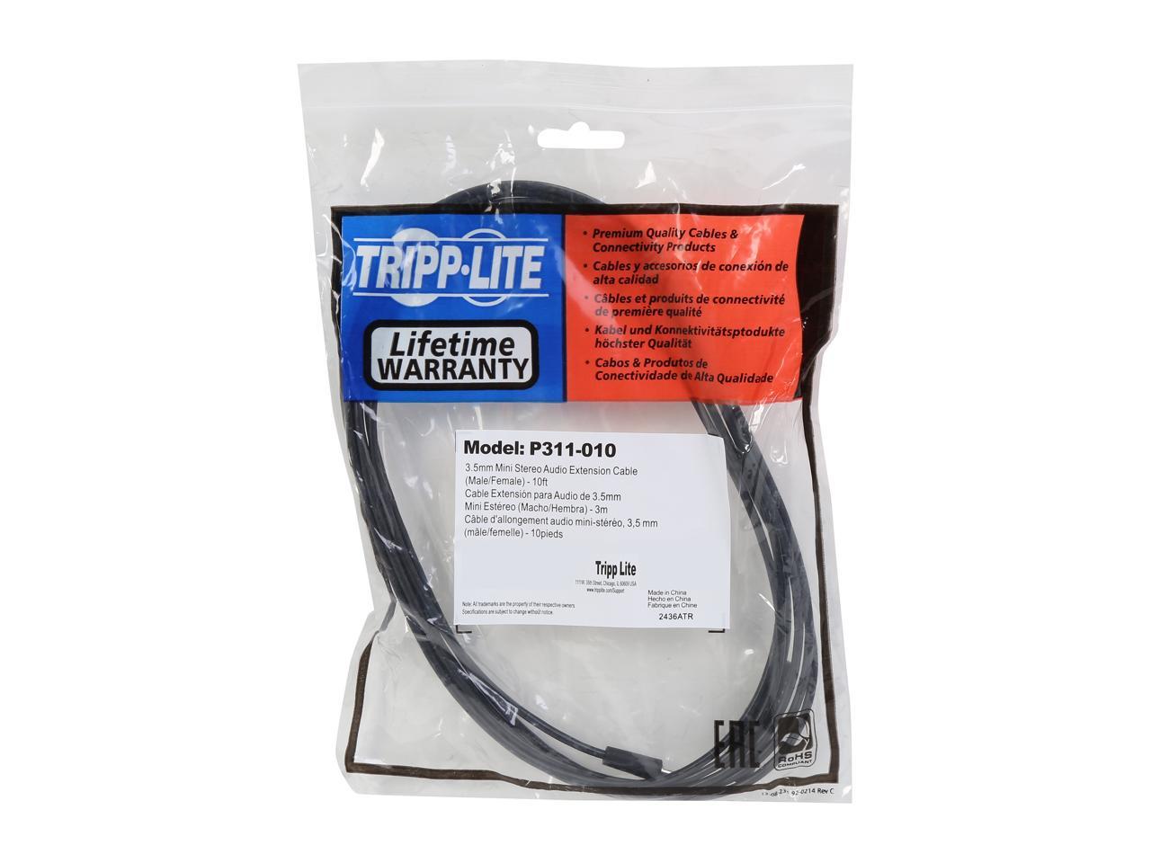 Tripp Lite P311-010 10 ft. (3m) 3.5mm M/F Mini-Stereo Audio Extension Cable Male to Female