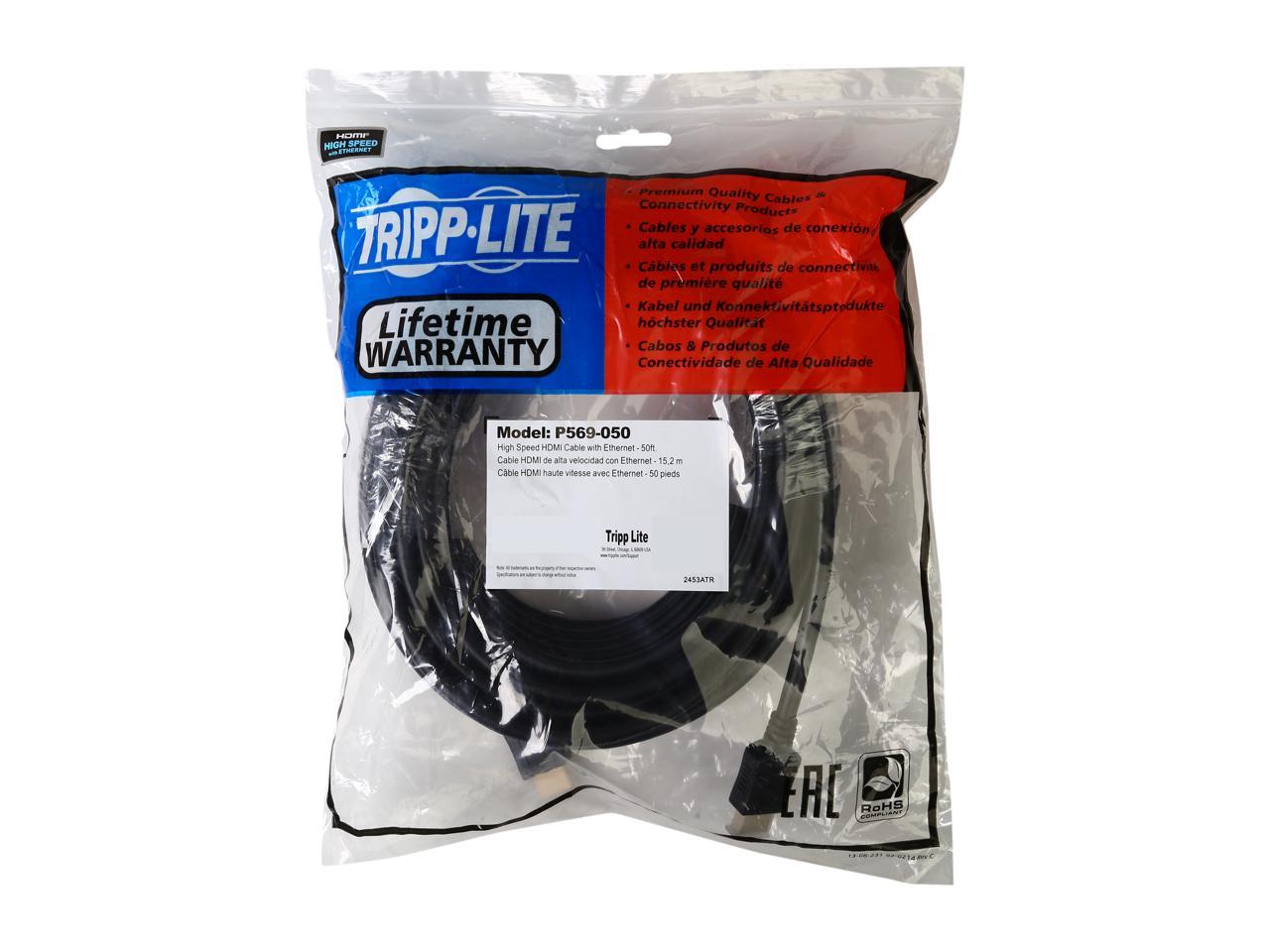 Tripp Lite Standard Speed HDMI Cable with Ethernet, 1080p, Digital Video with Audio (M/M), 50-ft. (P569-050)