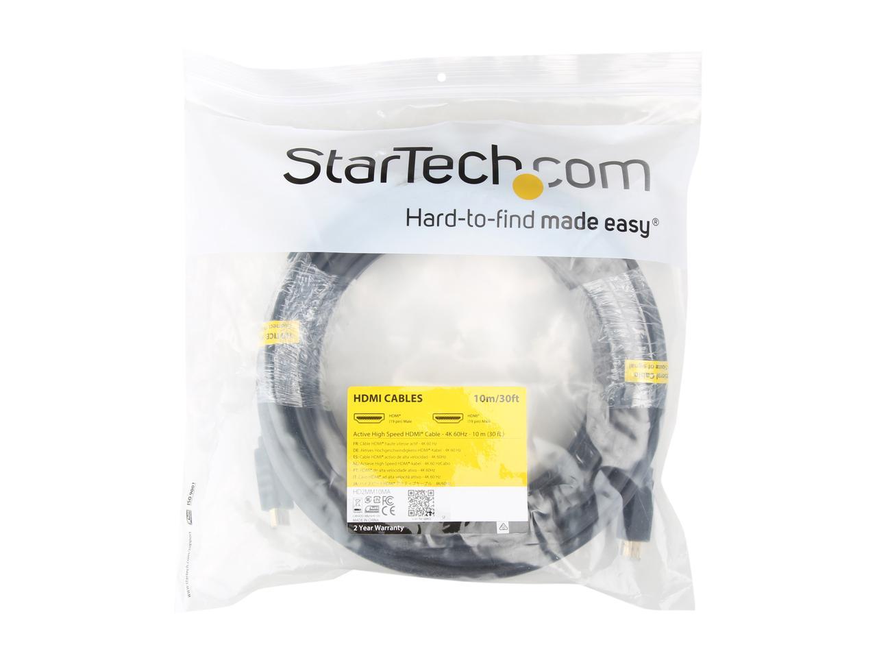 StarTech.com HD2MM10MA CL2 HDMI Cable - 30 ft / 10m - Active - High Speed - 4K HDMI Cable - HDMI 2.0 Cable - In Wall HDMI Cable with Ethernet