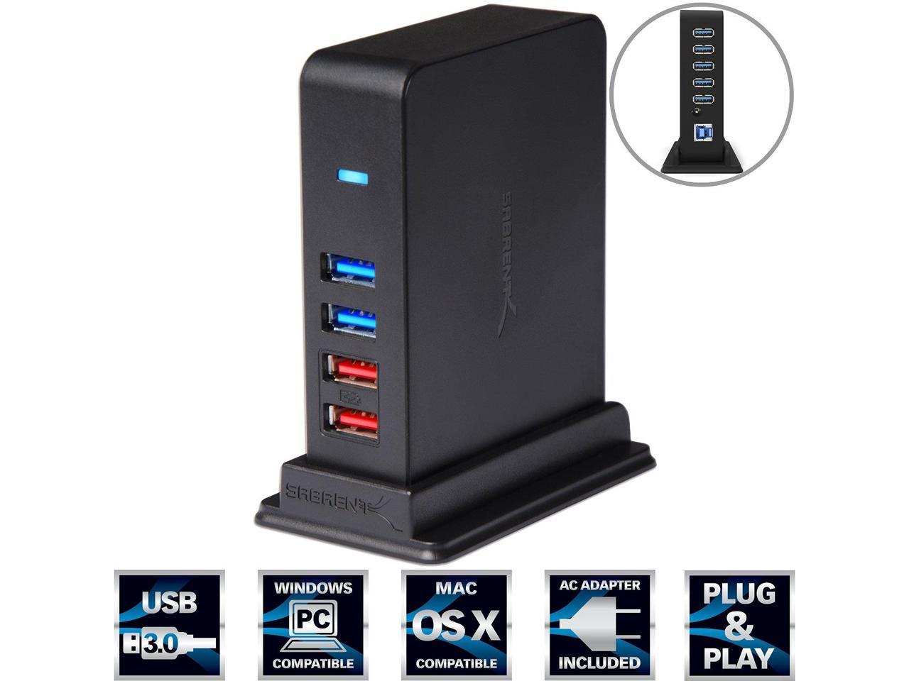 Sabrent 7 Port USB 2.0 HUB + 2 Charging Ports w/ 12V/4A Power Adapter HB-U930