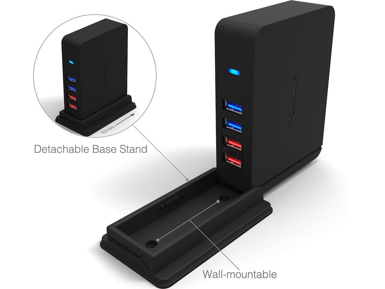 Sabrent 7 Port USB 2.0 HUB + 2 Charging Ports w/ 12V/4A Power Adapter HB-U930