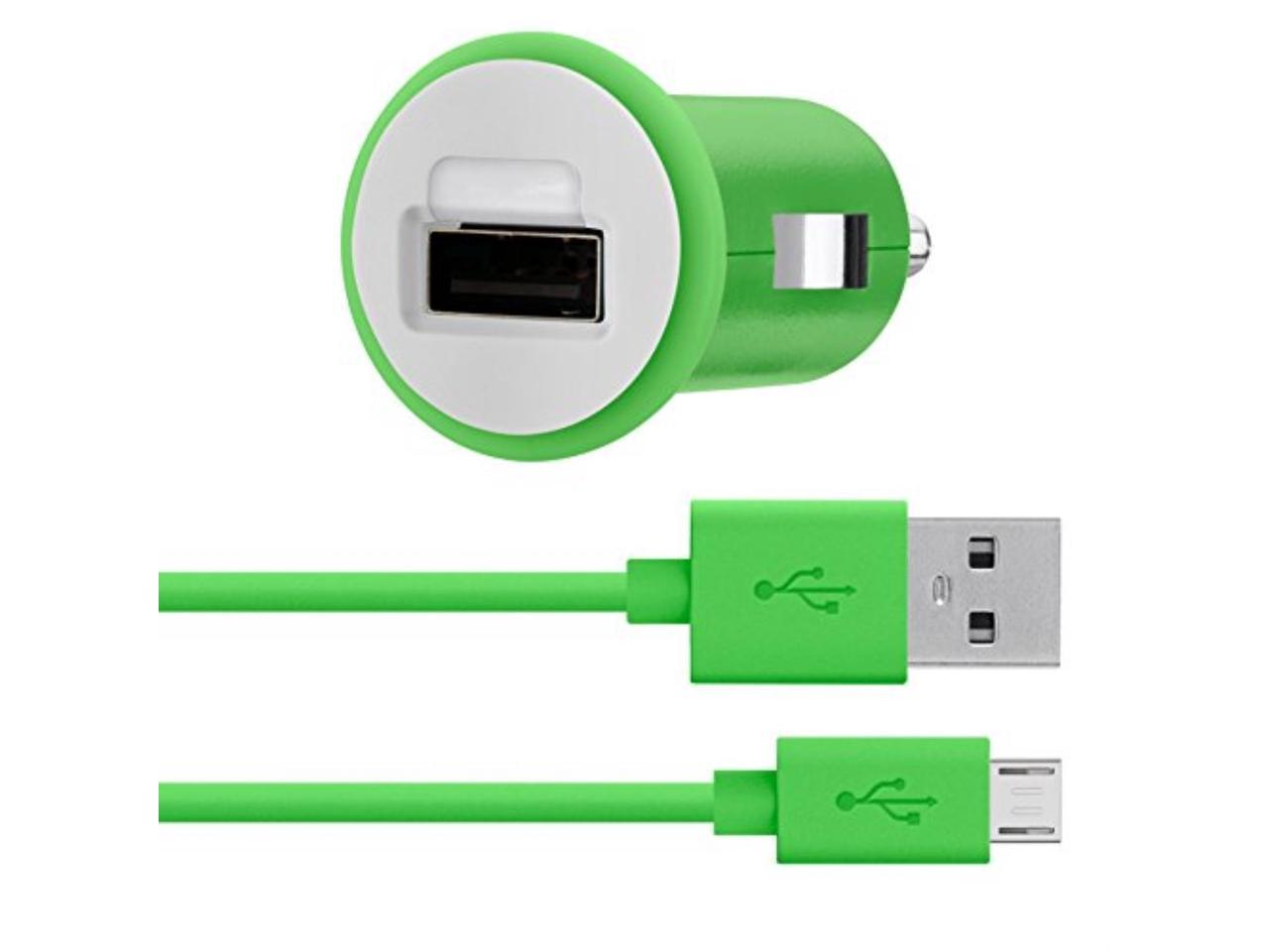 belkin mixit car charger with 4foot micro usb charging cable 2.1 amp,retail packaging,green