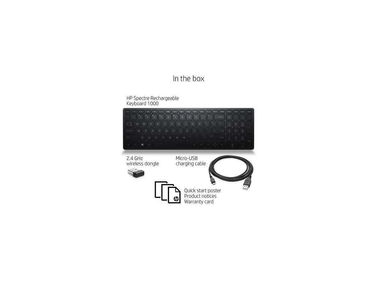 HP 2ER92AA#ABL 1000 Wireless Recharg Kybrd