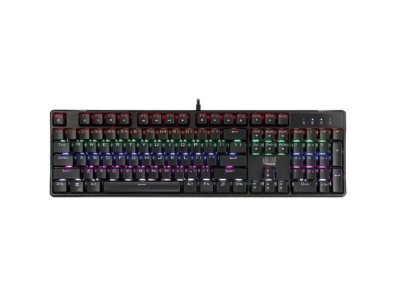 NEW Adesso 640EB AKB-640EB Multi-color Illuminated Mechanical Gaming Keyboard -