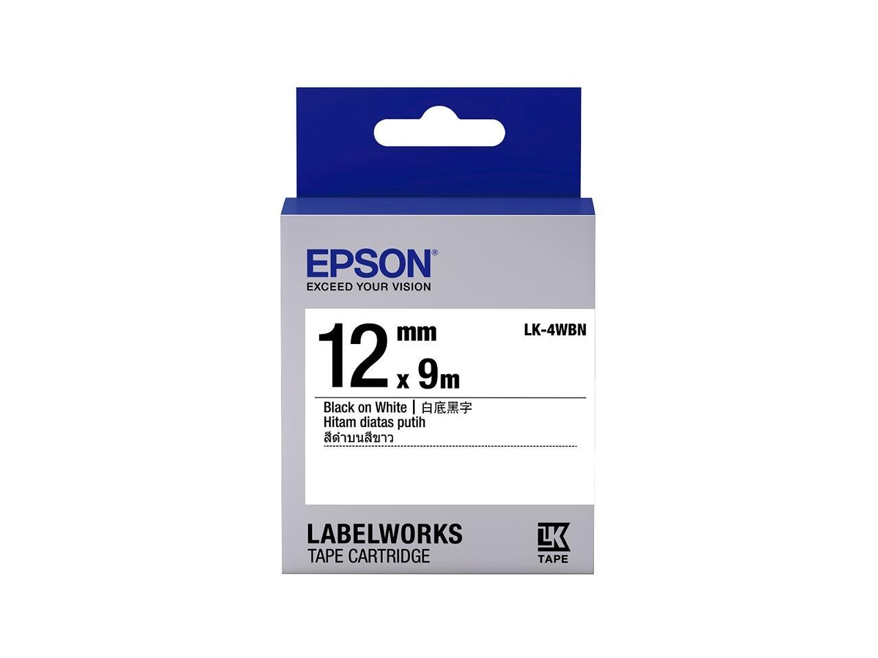 Epson LK-4WBN LabelWorks Standard LK Tape Cartridge- 1/2" Black on White