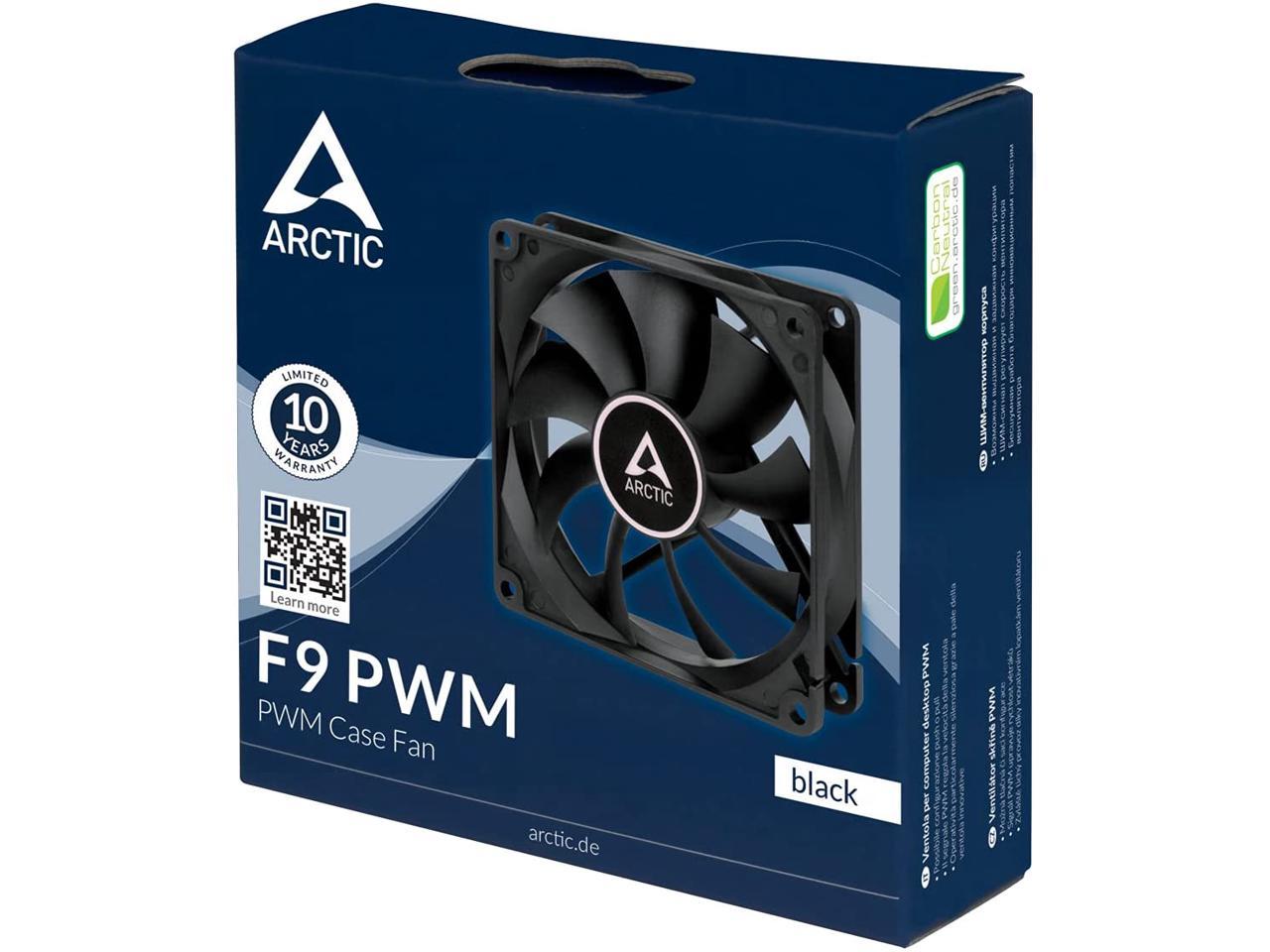 ARCTIC 92 mm F9 PWM Case Fan Signal regulates Fan Speed, Very Quiet Motor Computer Black Model ACFAN00213A
