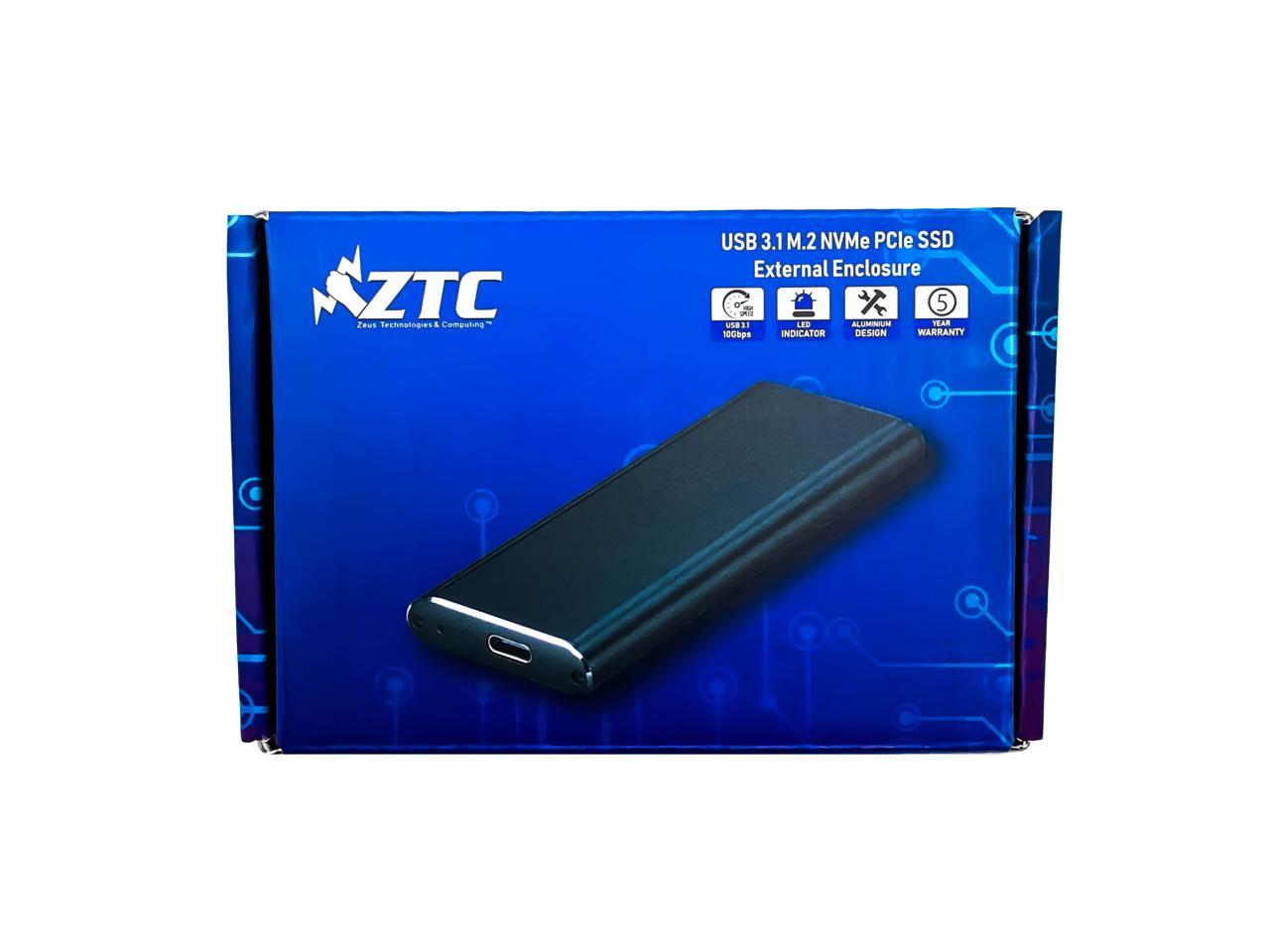 ZTC M.2 NVMe PCIe to USB 3.1 Type-C Enclosure High Speed 10G Up to 1200 MB/s Model: ZTC-EN010-BK