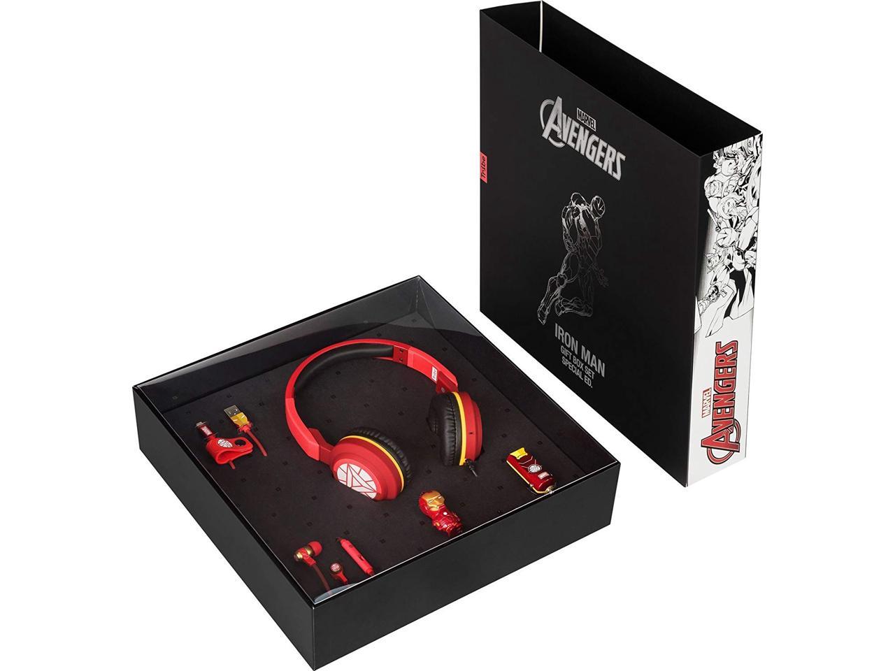 Tribe Iron Man Gift Set - Headphones, Earphones, 16GB USB Flash Drive, Cable & Car Charger