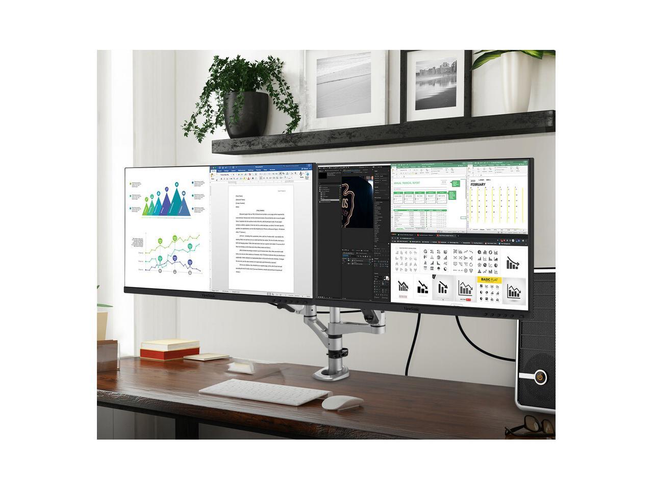 ViewSonic VG2455_56A_H2 24 Inch Dual Pack Head-Only 1080p IPS Monitors with USB 3.2 Type C with 90W Power Delivery, Docking Built-In, HDMI, VGA for Home and Office