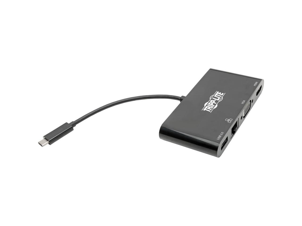 Tripp Lite Usb C Docking Station Adapter Converter 4K W/ Hdmi Vga Gigabit Ethernet Usb-A Hub Black Thunderbolt 3 Compatible