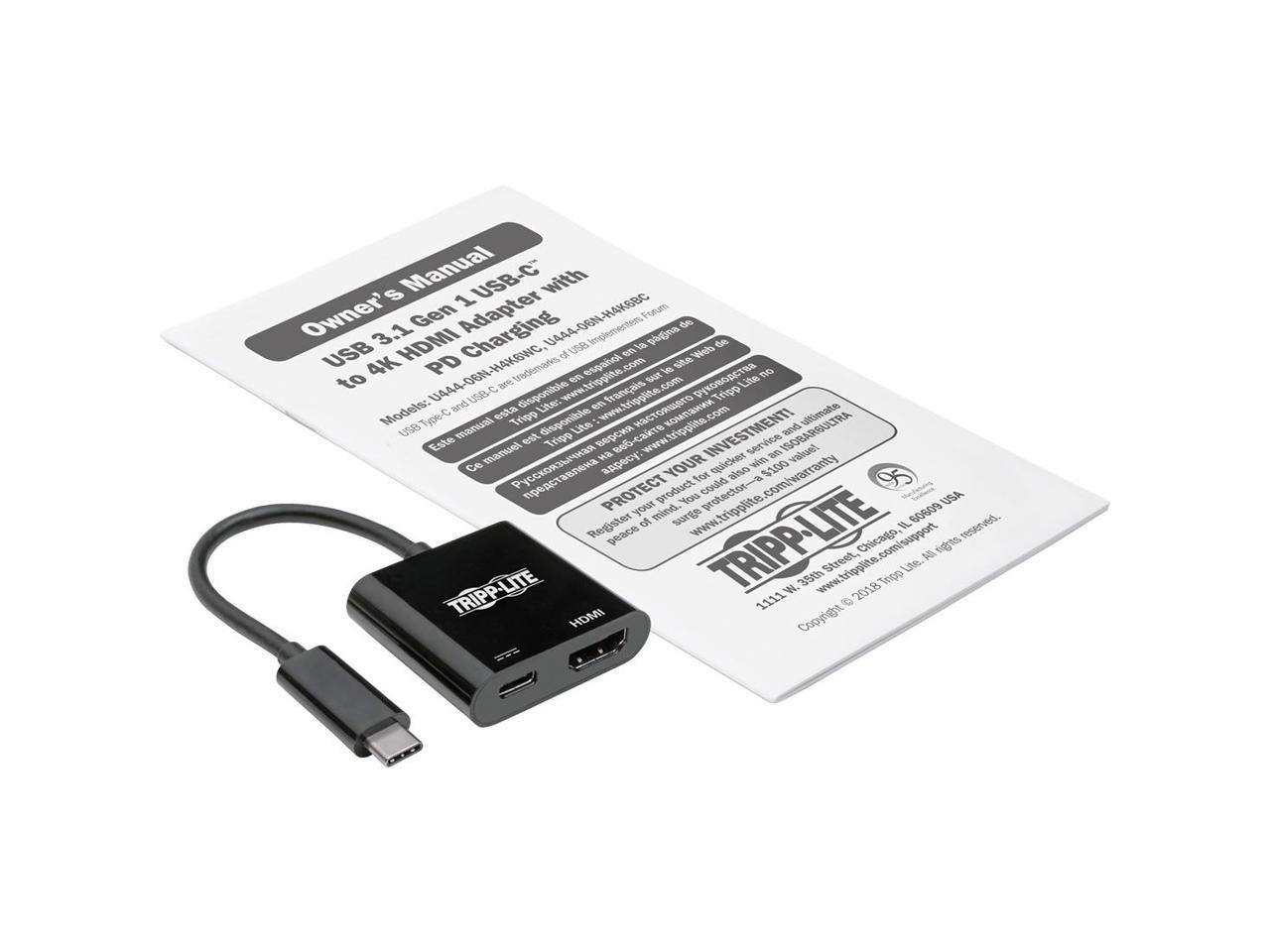 Tripp Lite Usb C Adapter Converter 4K Hdmi Pd Charging Usb Type C M/F Black